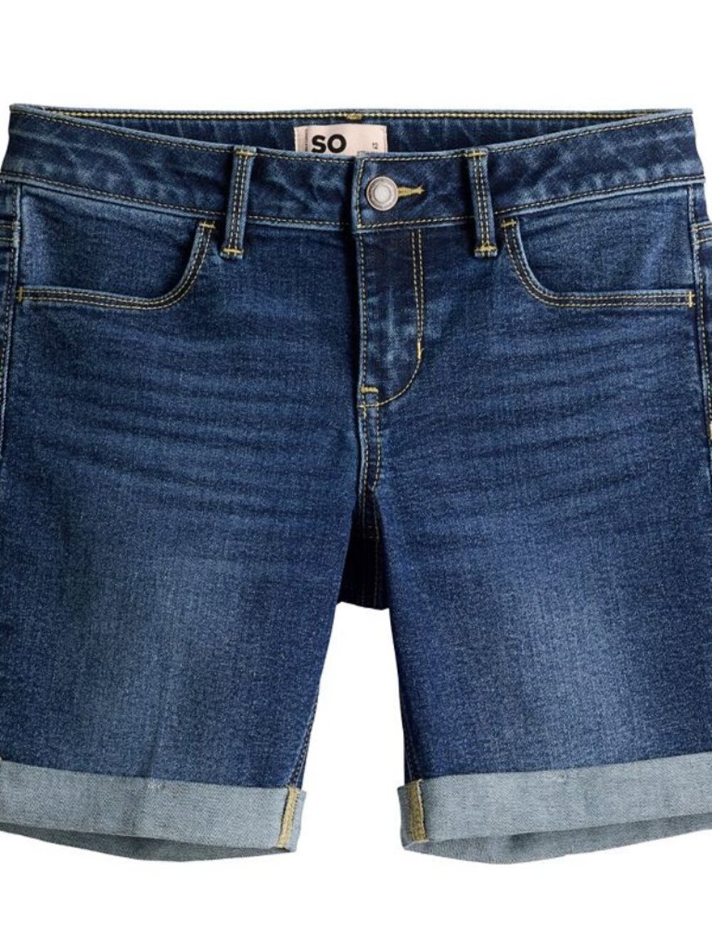 Big Girl's SO Midrise Cuffed Bermuda Denim Shorts - Dark Wash - 14 - NWT